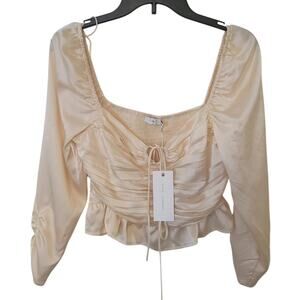 Lush Ruched Peplum Fitted Coquette Old Money Cropped Top Medium